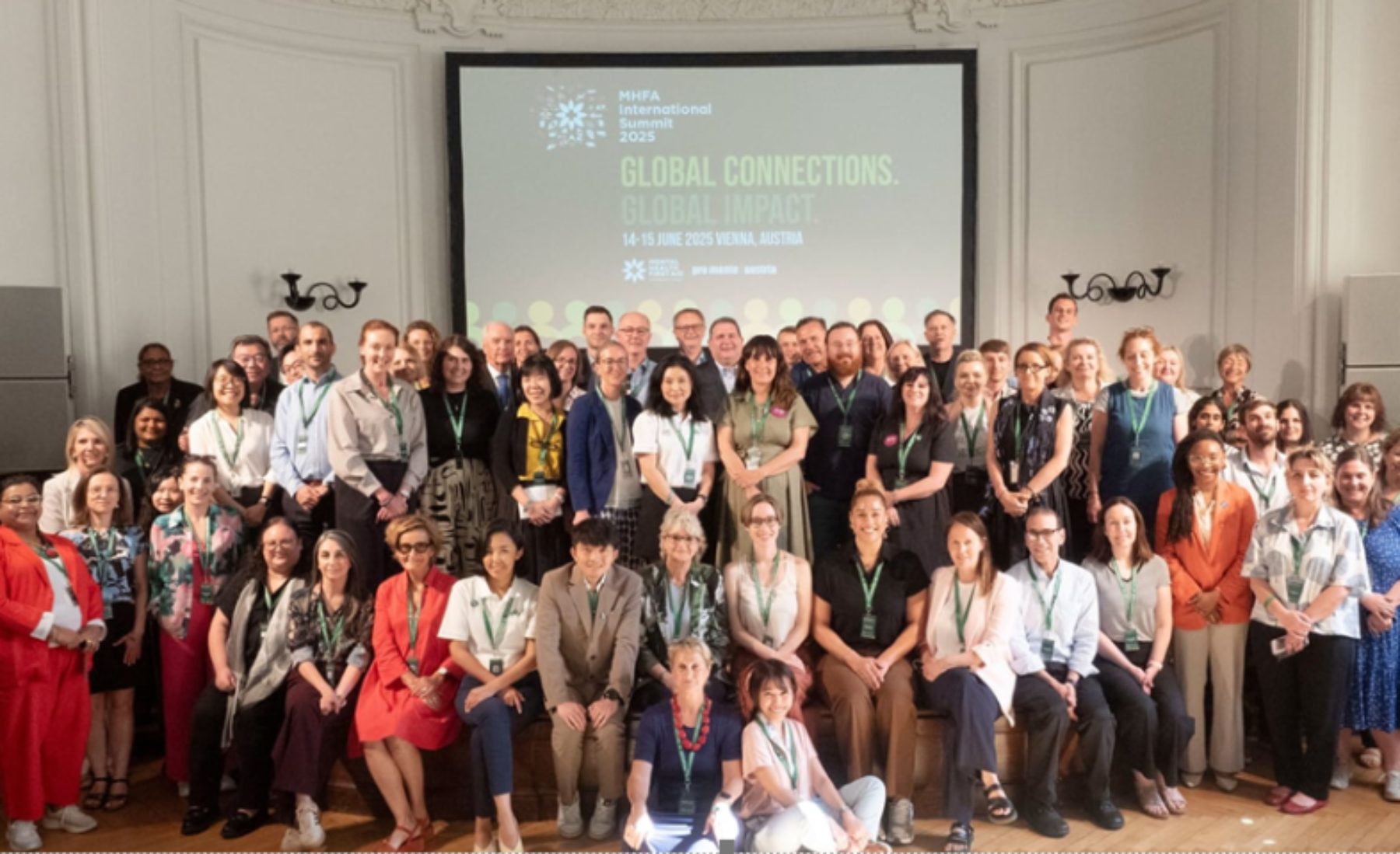 The delegates at the Mental Health First Aid International summit in Vienna, Australia.